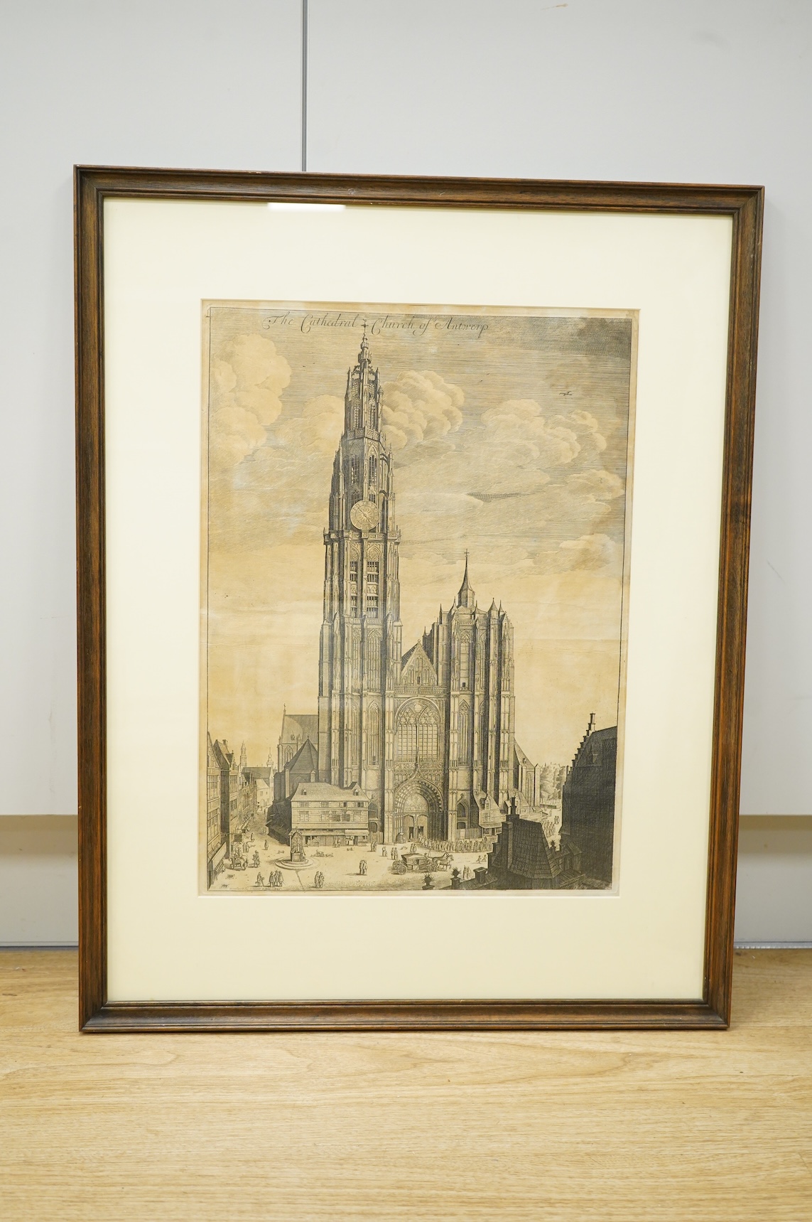 After Wenceslaus Hollar (1607-1677), ‘The Cathedral Church of Antwerp’, etching, 47 x 34cm